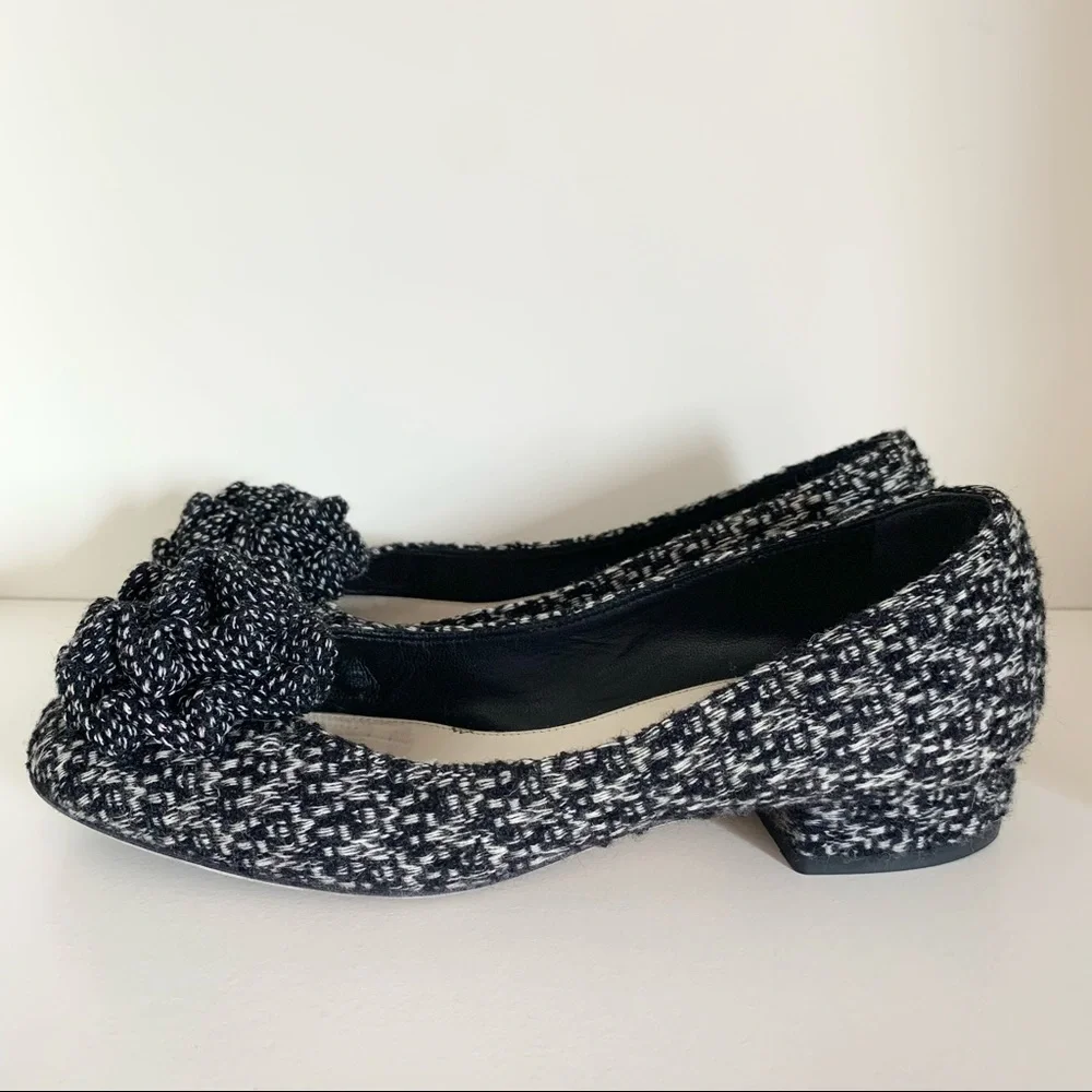 Chanel tweed camellia ballerinas